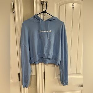 Blue Call Her Daddy I Am Unwell Cropped hoodie
